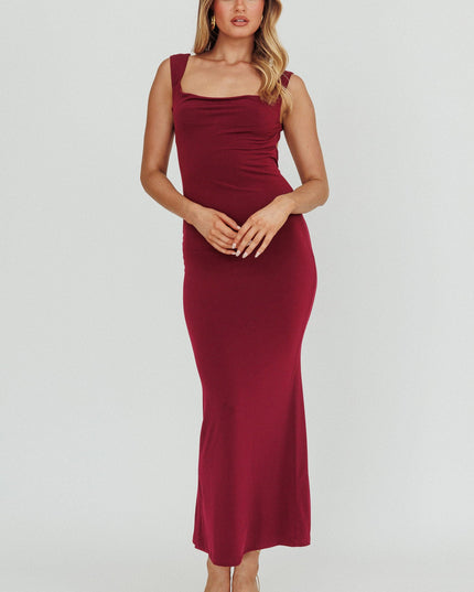 Wine Bodycon Maxi Dress