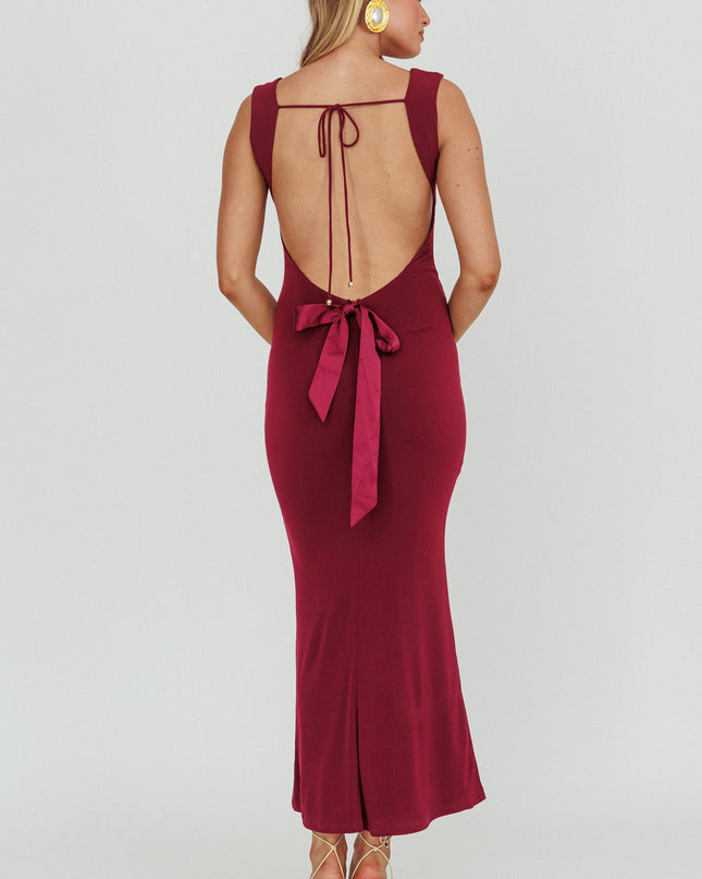 Wine Bodycon Maxi Dress
