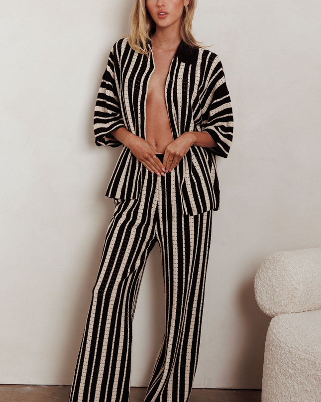 Black Knit Straight Leg Pants