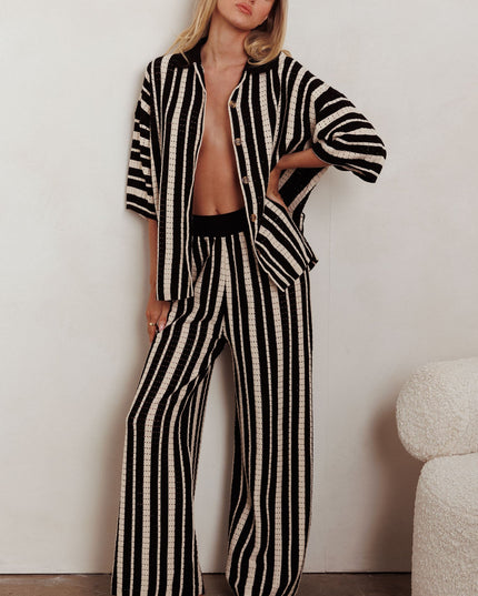 Black Knit Straight Leg Pants