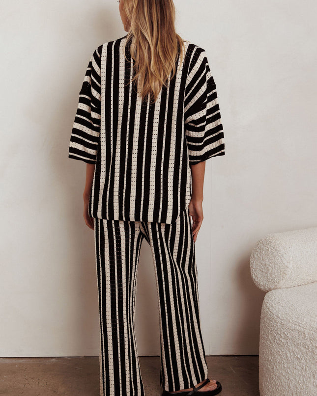Black Knit Straight Leg Pants