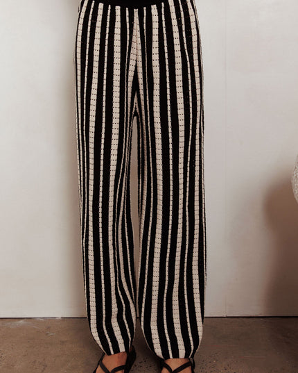 Black Knit Straight Leg Pants