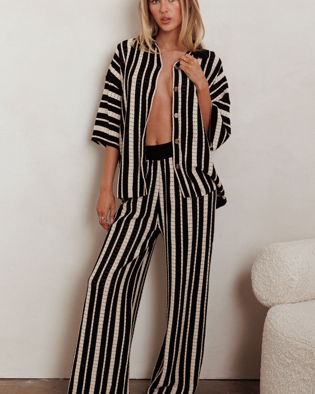 Black Knit Straight Leg Pants