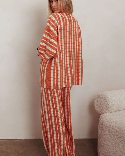 Orange Knit Straight Leg Pants