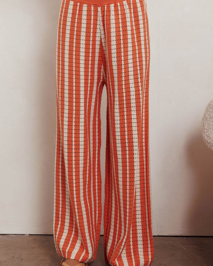 Orange Knit Straight Leg Pants