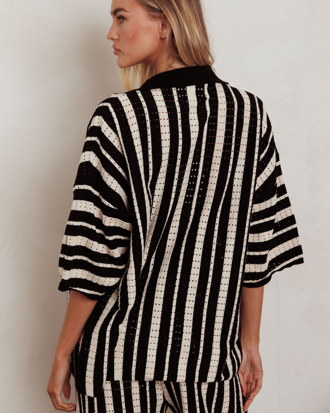 Black Knit Relaxed Shirt