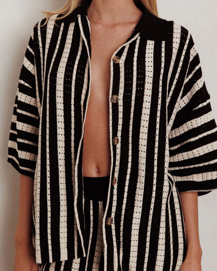 Black Knit Relaxed Shirt
