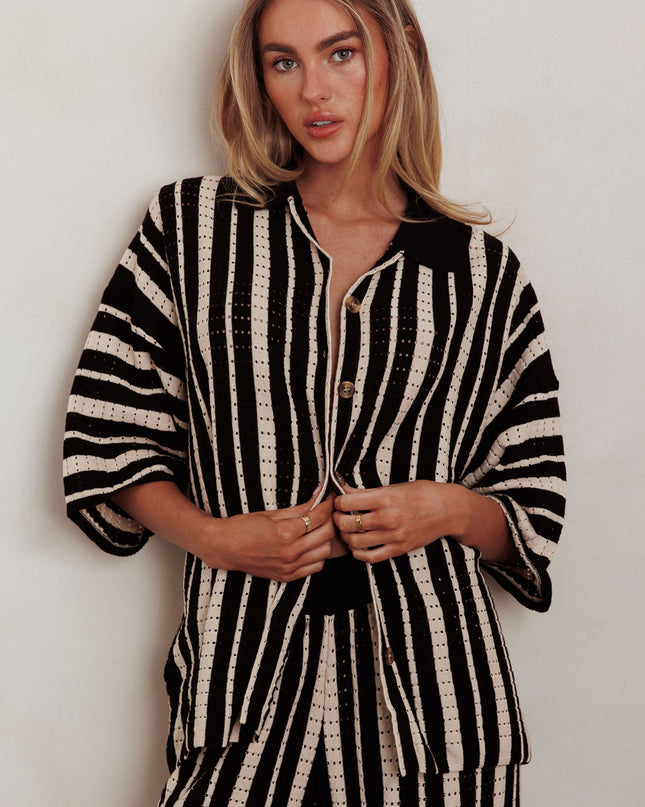Black Knit Relaxed Shirt