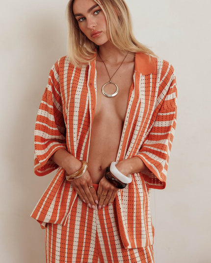Orange Knit Relaxed Shirt