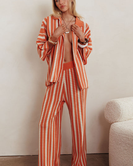 Orange Knit Relaxed Shirt