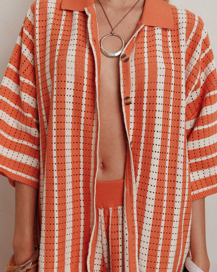 Orange Knit Relaxed Shirt
