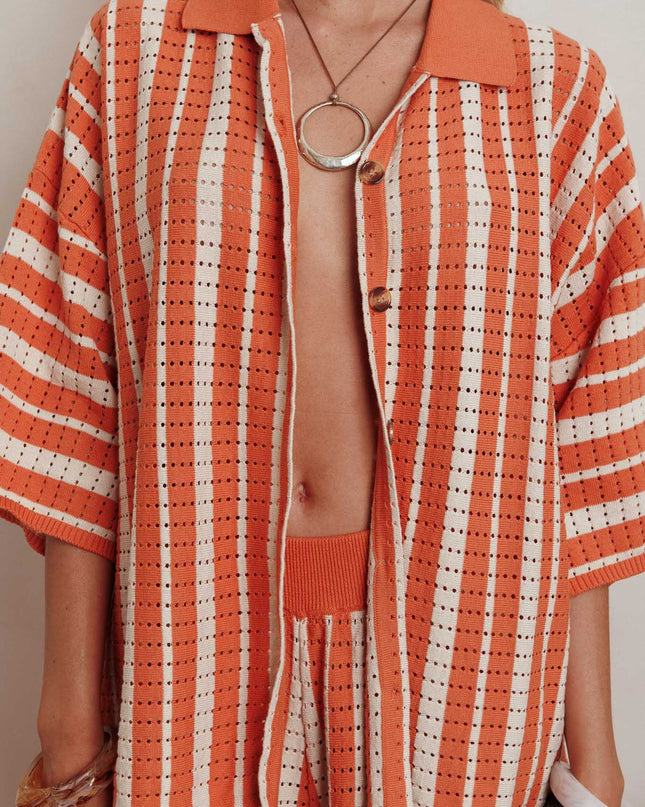 Orange Knit Relaxed Shirt