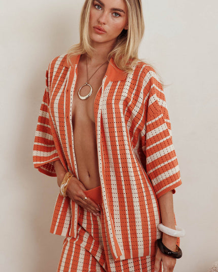 Orange Knit Relaxed Shirt
