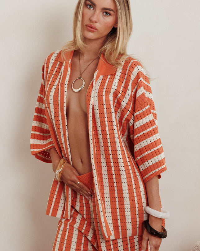 Orange Knit Relaxed Shirt