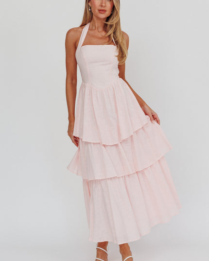 Pink Tiered Ruffle Maxi Dress