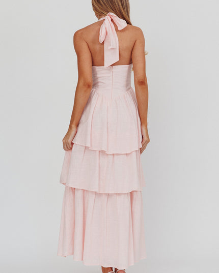 Pink Tiered Ruffle Maxi Dress