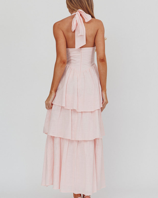 Pink Tiered Ruffle Maxi Dress