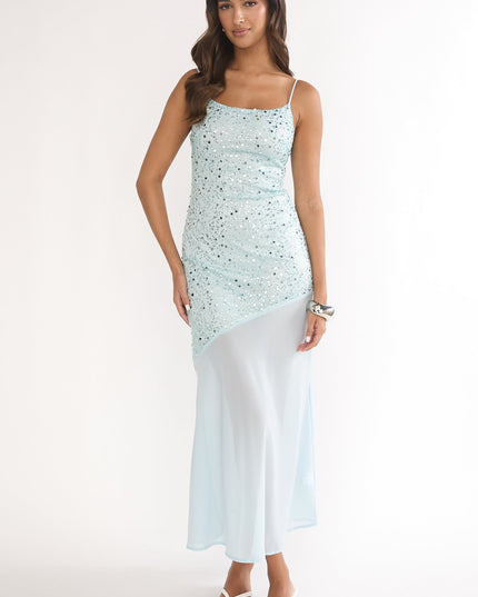 Sage Chiffon Hem Maxi Dress Sequin