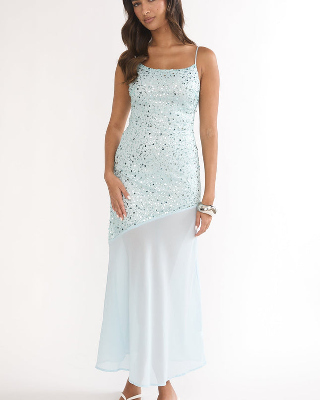 Sage Chiffon Hem Maxi Dress Sequin