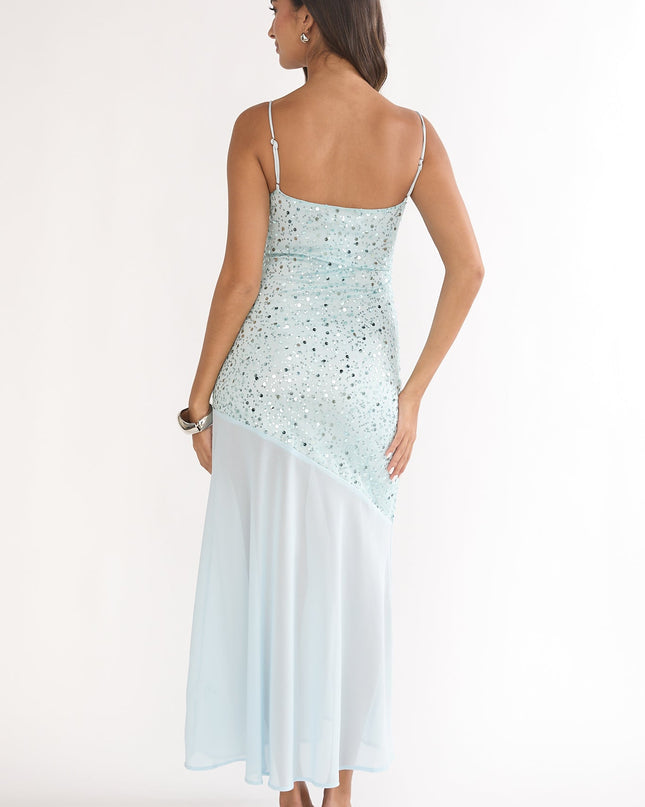 Sage Chiffon Hem Maxi Dress Sequin
