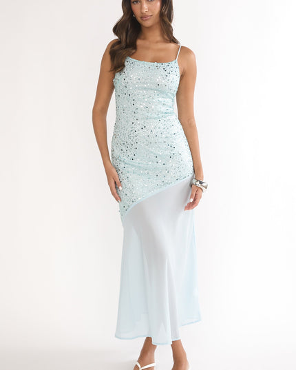 Sage Chiffon Hem Maxi Dress Sequin