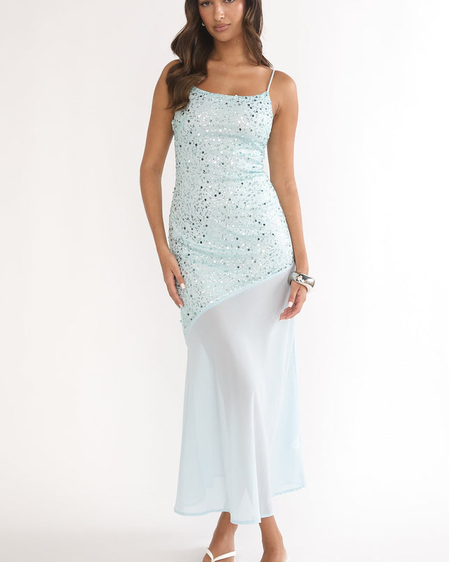 Sage Chiffon Hem Maxi Dress Sequin