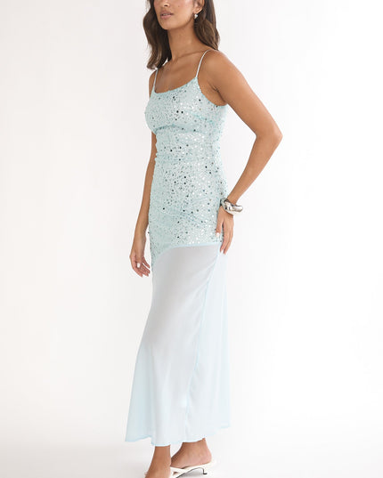 Sage Chiffon Hem Maxi Dress Sequin