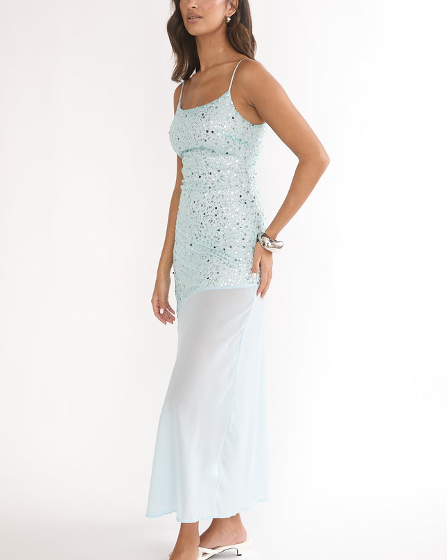 Sage Chiffon Hem Maxi Dress Sequin