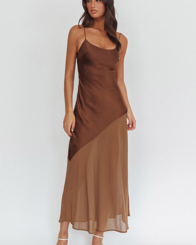 Chocolate Chiffon Hem Maxi Dress