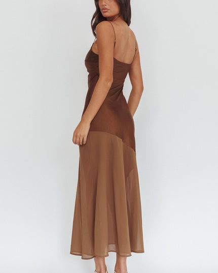 Chocolate Chiffon Hem Maxi Dress