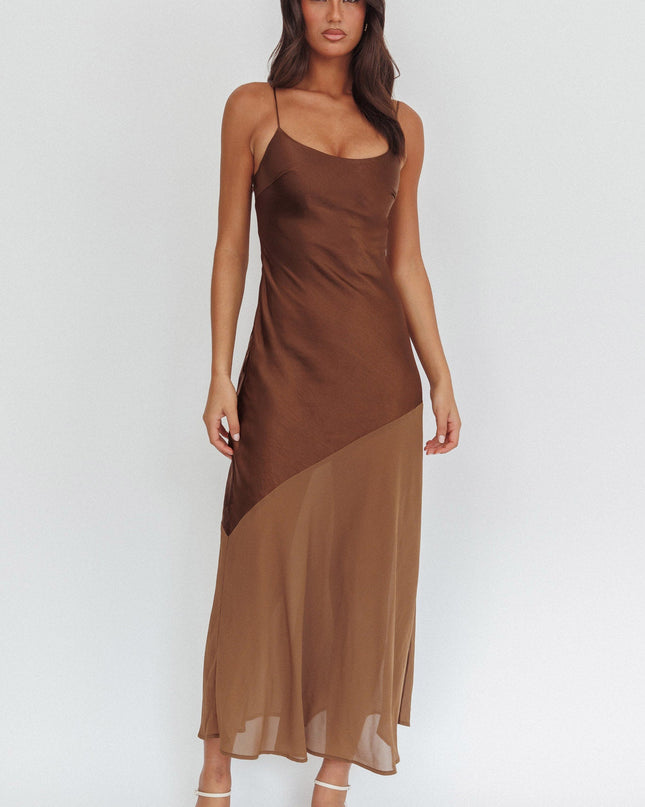 Chocolate Chiffon Hem Maxi Dress