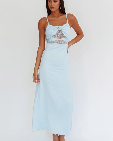 Baby Blue Lace Twish Bust Maxi Dress