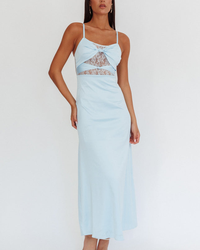 Baby Blue Lace Twish Bust Maxi Dress