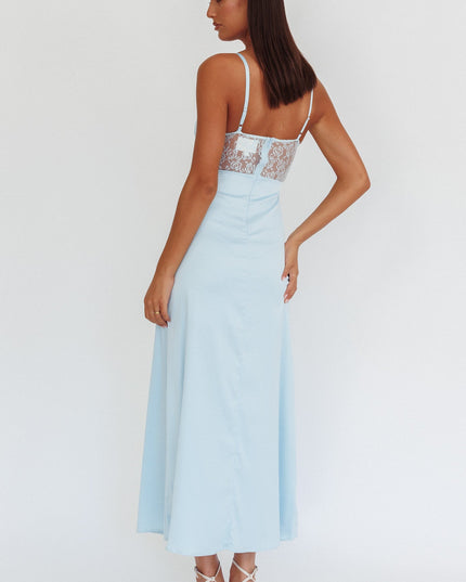 Baby Blue Lace Twish Bust Maxi Dress