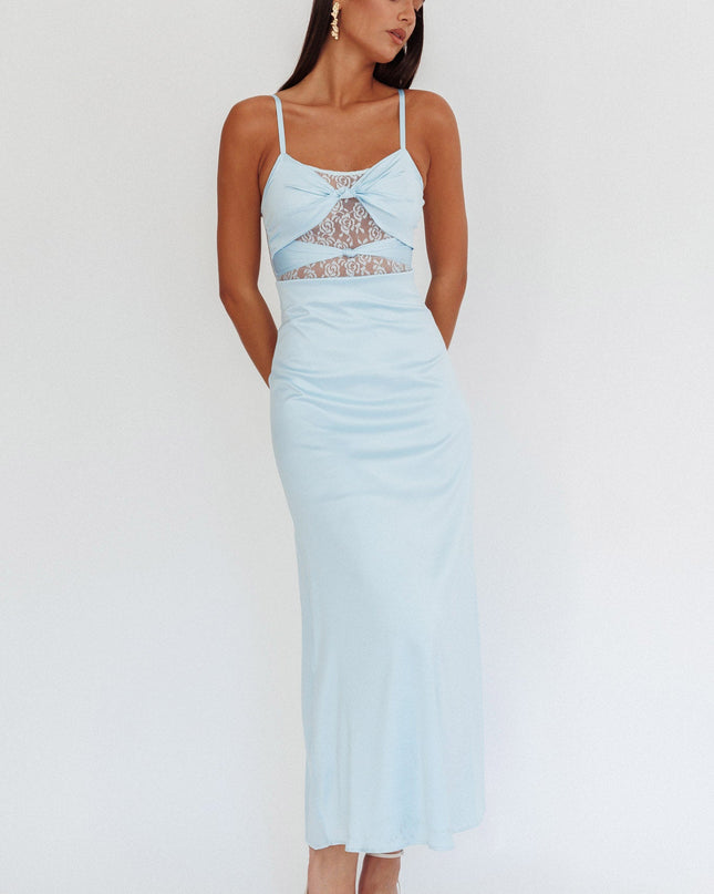 Baby Blue Lace Twish Bust Maxi Dress