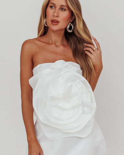 White Rose Feature Strapless Top