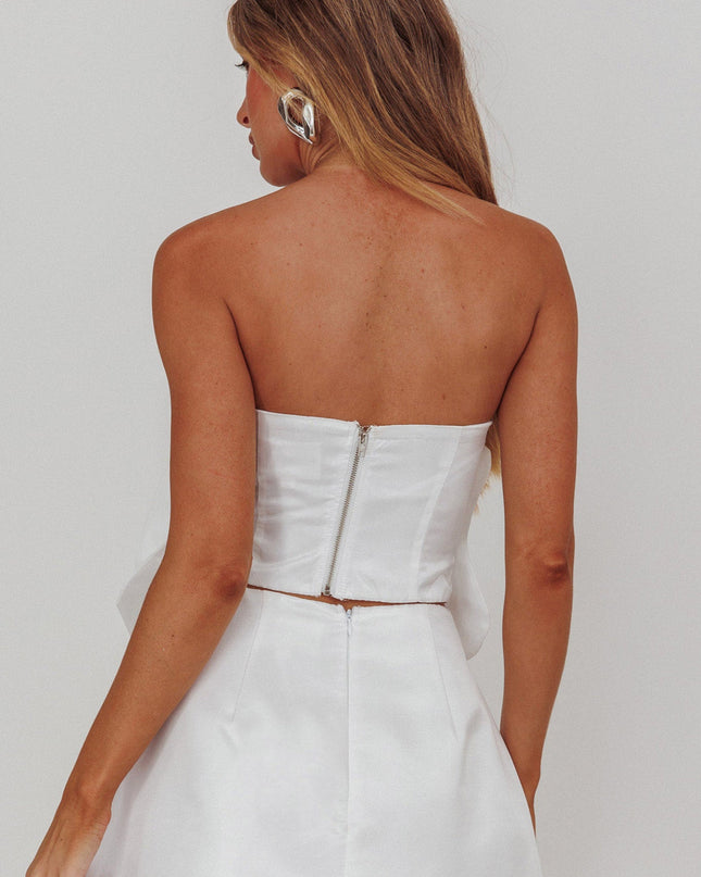 White Rose Feature Strapless Top