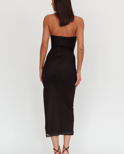 Black Twist Bodice Maxi Dress Hibiscus