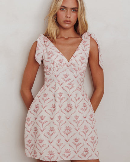 Beige Tied Shoulder Mini Dress