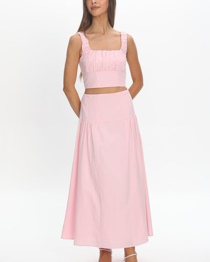 Pink Tiered Maxi Skirt