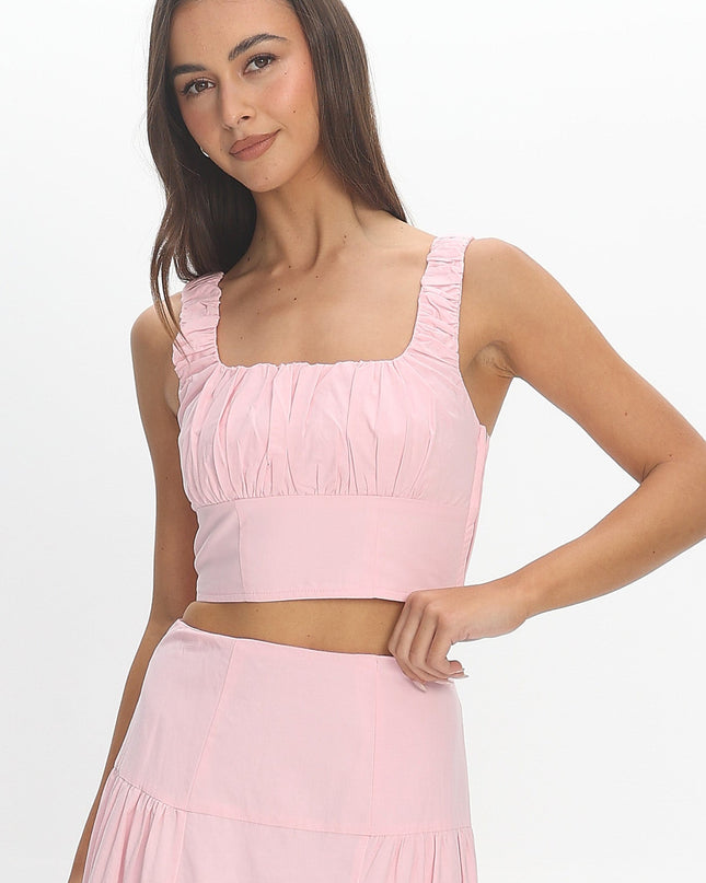 Pink Ruched Crop Top