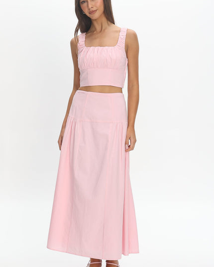 Pink Ruched Crop Top