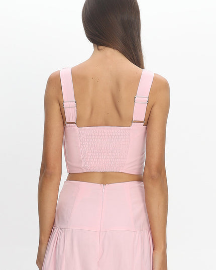 Pink Ruched Crop Top