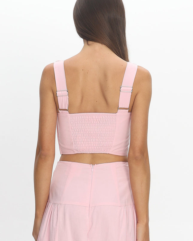 Pink Ruched Crop Top