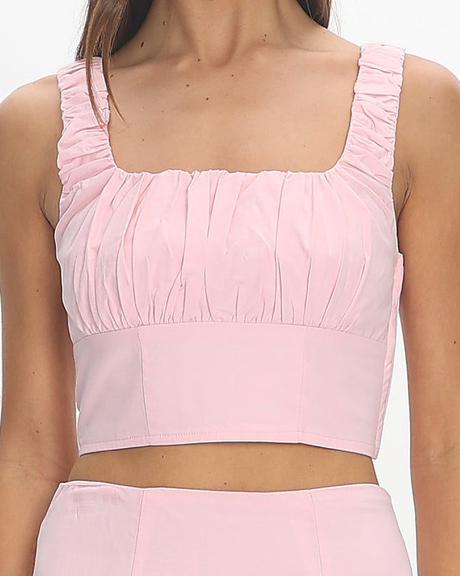 Pink Ruched Crop Top