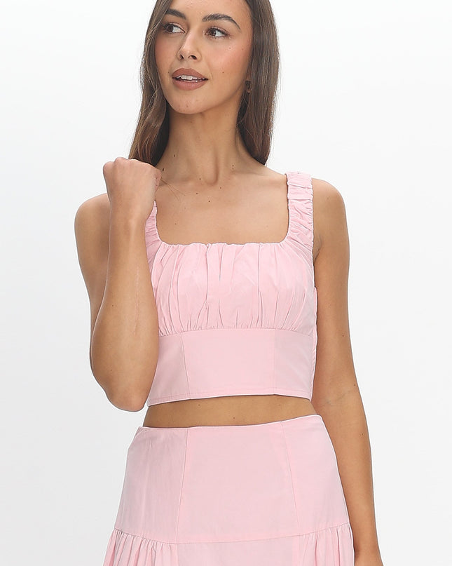 Pink Ruched Crop Top