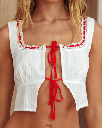 White Tied Bust Top