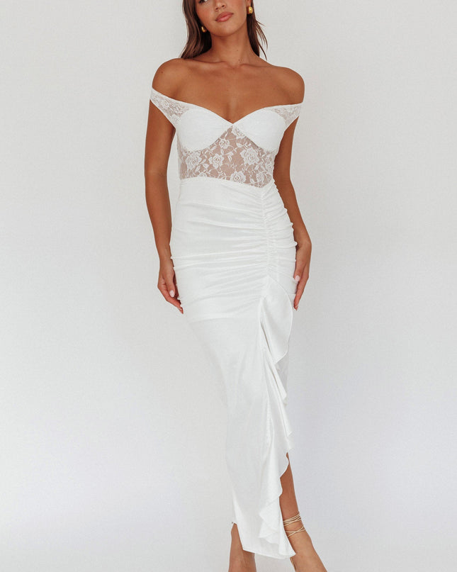 White Lace Bodice Maxi Dress