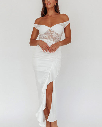 White Lace Bodice Maxi Dress