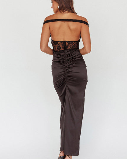 Black Lace Bodice Midi Dress